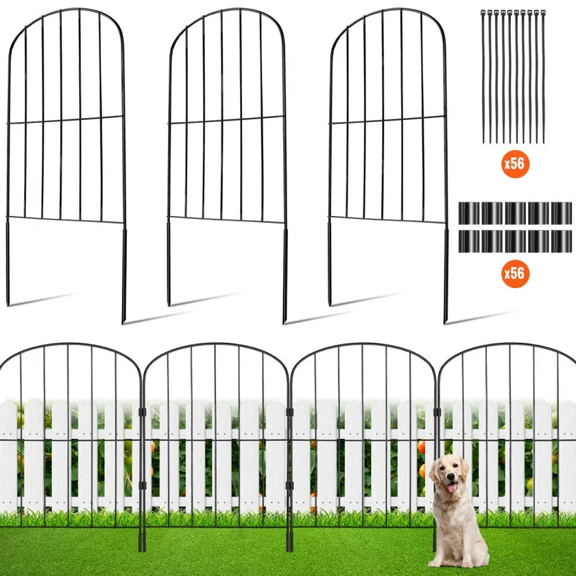 VEVOR Garden Fence, No Dig Fence 24''(H)x13''(L) Animal Barrier Fence, Underground Decorative Garden Fencing with 2 inch Spike Spacing, Metal Dog Fence for the Yard and Outdoor Patio, 28 Pack