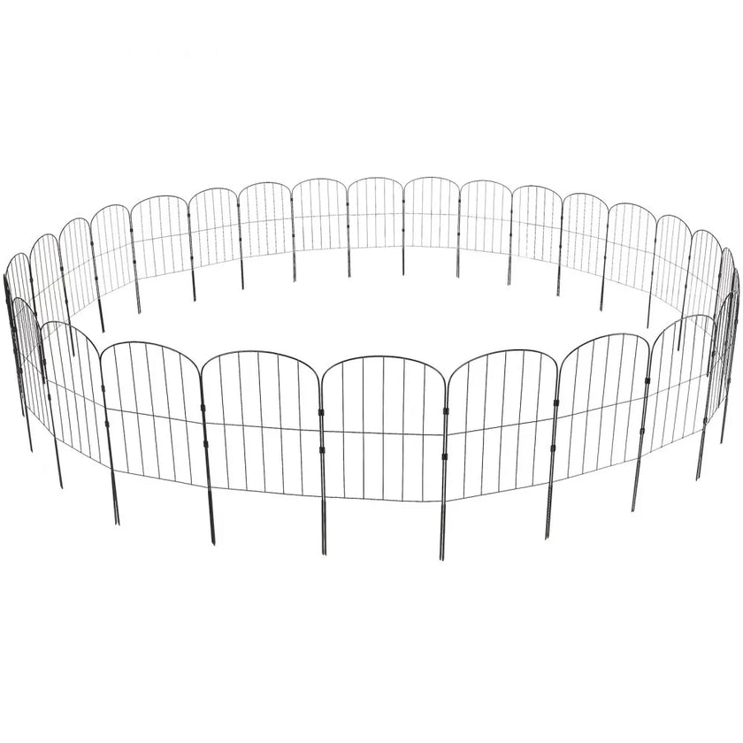 VEVOR Garden Fence, No Dig Fence 24''(H)x13''(L) Animal Barrier Fence, Underground Decorative Garden Fencing with 2 inch Spike Spacing, Metal Dog Fence for the Yard and Outdoor Patio, 28 Pack