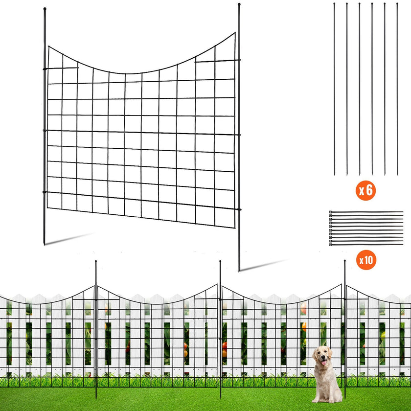 VEVOR Garden Fence, 36.6''(H)x29.5''(L) Animal Barrier Fence, Underground Decorative Garden Fencing with 2.5 inch Spike Spacing, Metal Dog Fence for the Yard and Outdoor Patio, 5 Pack