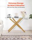 VEVOR Glass Coffee Table Rectangle Sofa Side Table with Glass Top & Cross-Legs