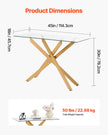 VEVOR Glass Coffee Table Rectangle Sofa Side Table with Glass Top & Cross-Legs