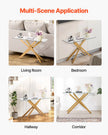 VEVOR Glass Coffee Table Rectangle Sofa Side Table with Glass Top & Cross-Legs