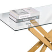 VEVOR Glass Coffee Table Rectangle Sofa Side Table with Glass Top & Cross-Legs