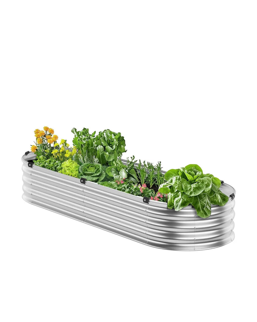 VEVOR Metal Raised Garden Bed 4x2x1 ft Outdoor Galvanized Planter Box Silver
