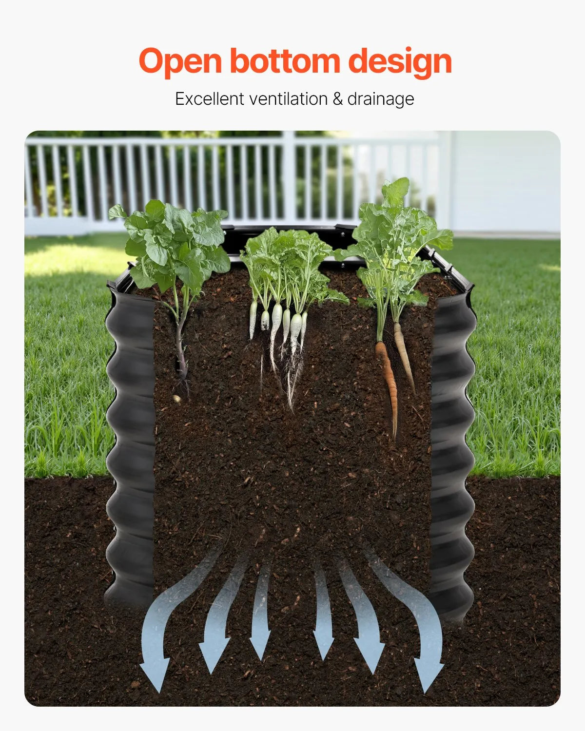 VEVOR Metal Raised Garden Bed 8x2x2 ft Outdoor Galvanized Planter Box Dark Gray