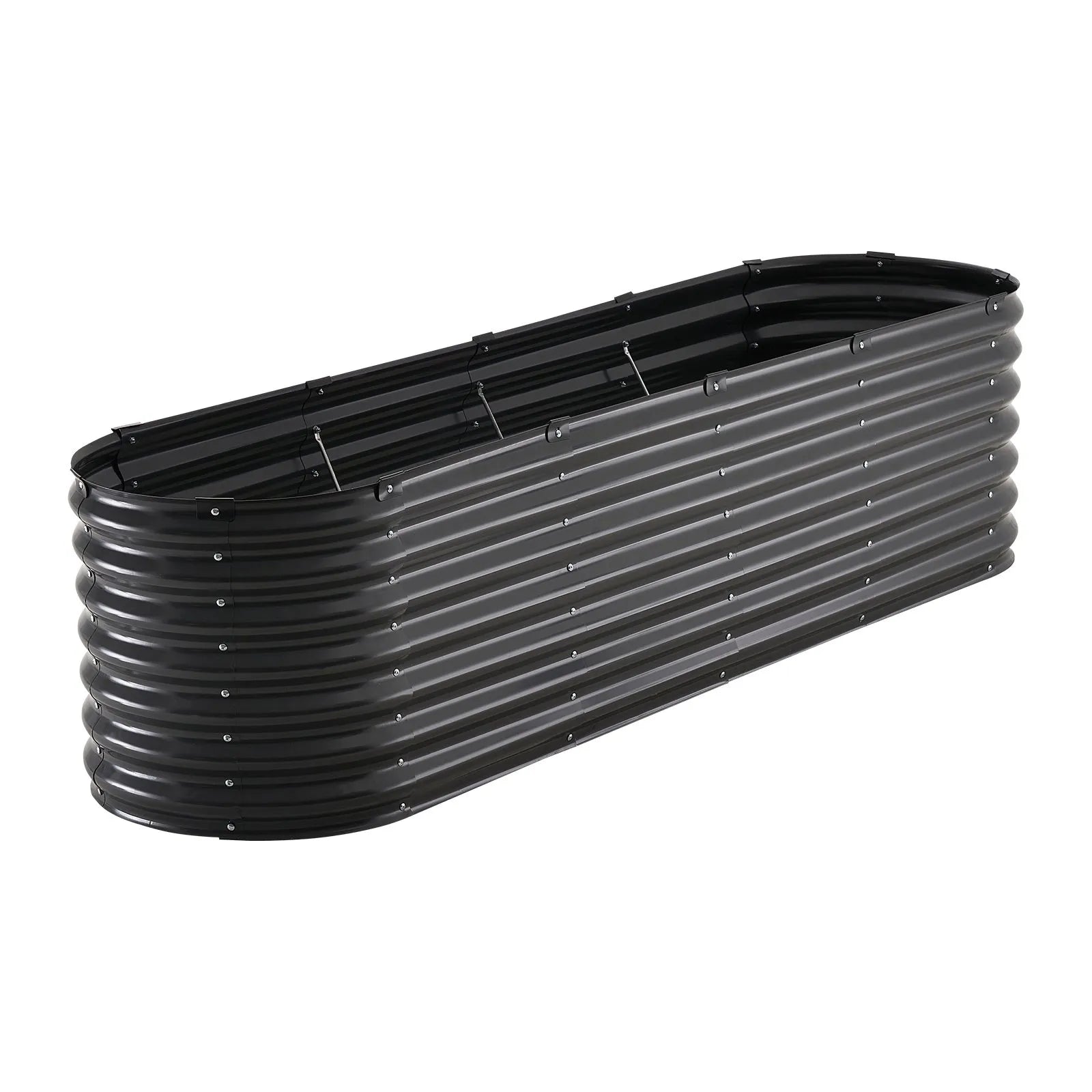 VEVOR Metal Raised Garden Bed 8x2x2 ft Outdoor Galvanized Planter Box Dark Gray