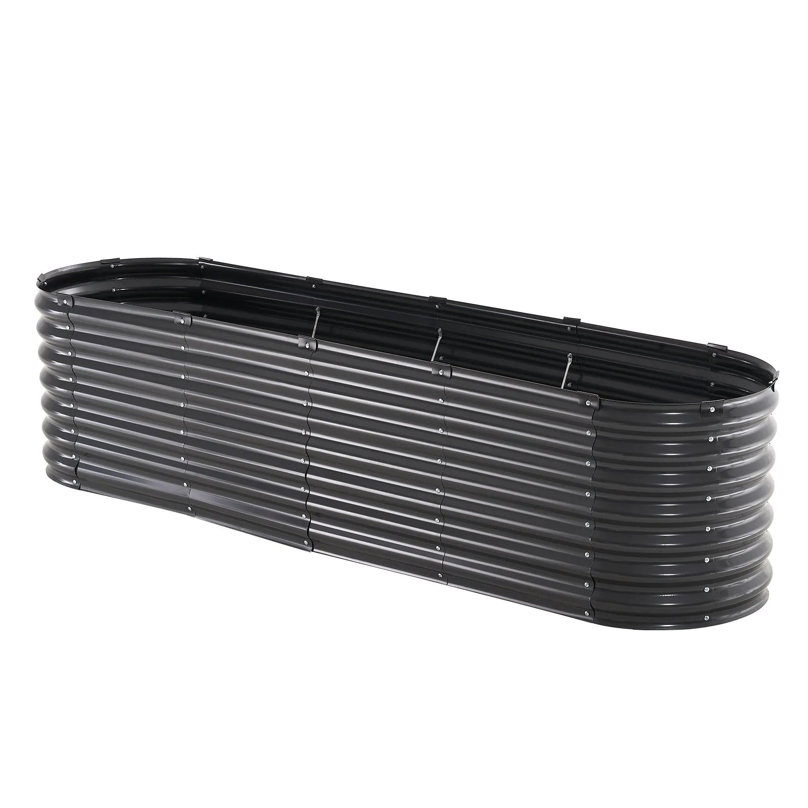 VEVOR Metal Raised Garden Bed 8x2x2 ft Outdoor Galvanized Planter Box Dark Gray