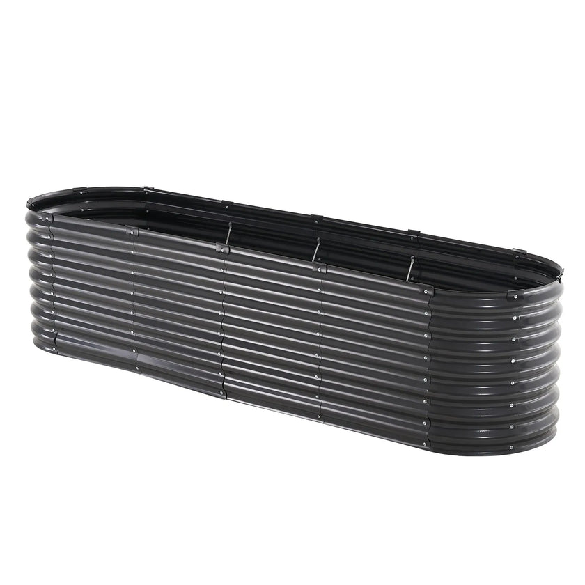 VEVOR Metal Raised Garden Bed 8x2x2 ft Outdoor Galvanized Planter Box Dark Gray