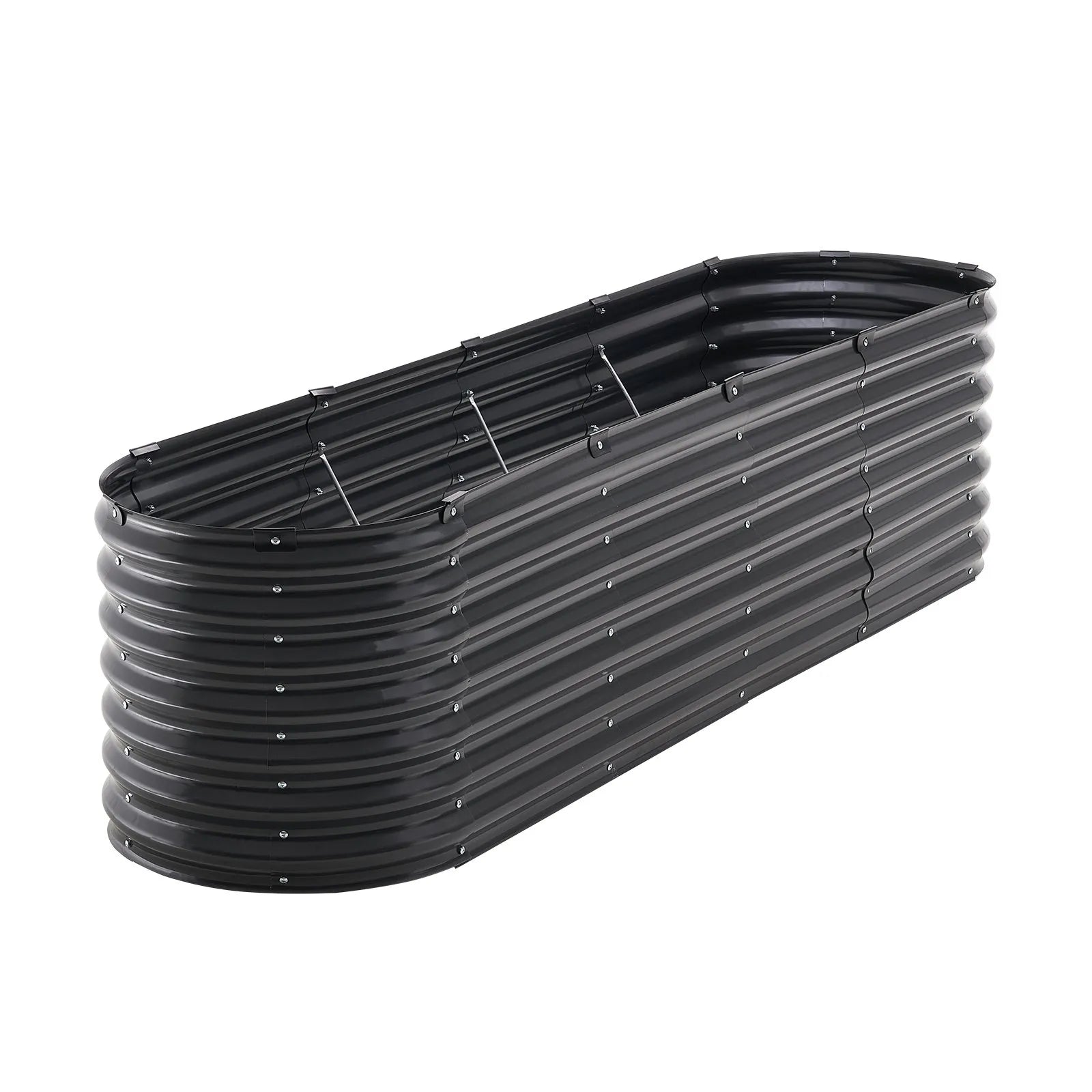 VEVOR Metal Raised Garden Bed 8x2x2 ft Outdoor Galvanized Planter Box Dark Gray