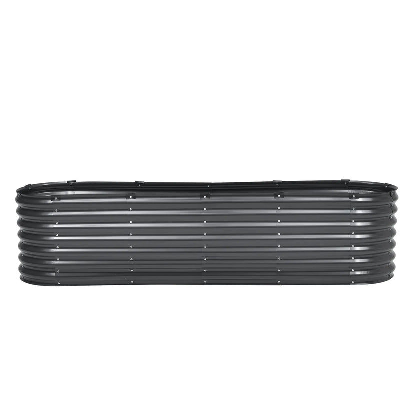 VEVOR Metal Raised Garden Bed 8x2x2 ft Outdoor Galvanized Planter Box Dark Gray