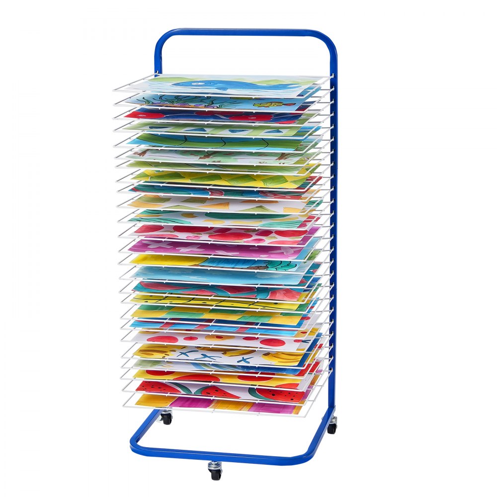 VEVOR Art Drying Rack 25 Removable Shelves Paint Drying Rack With Wheels Blue