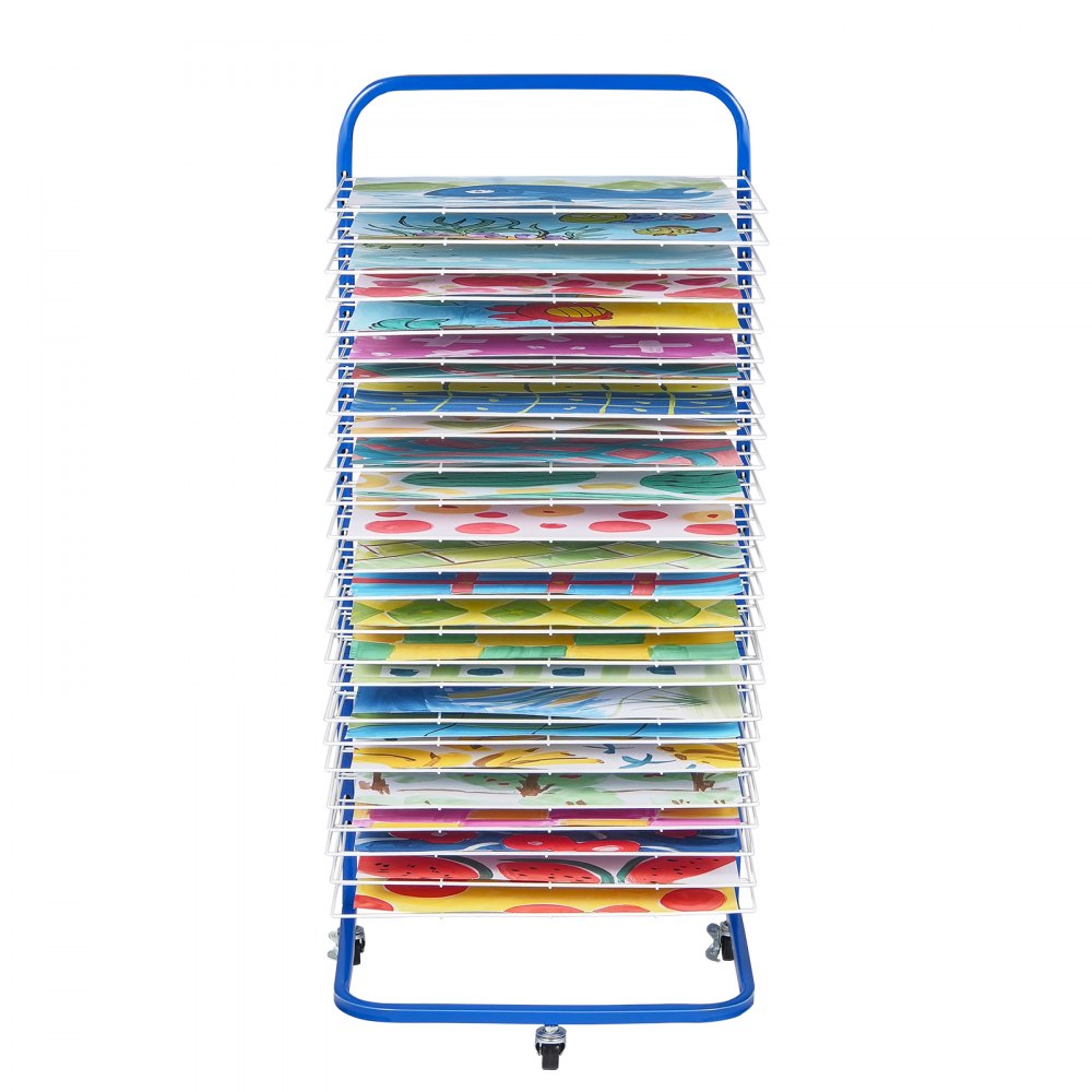 VEVOR Art Drying Rack 25 Removable Shelves Paint Drying Rack With Wheels Blue
