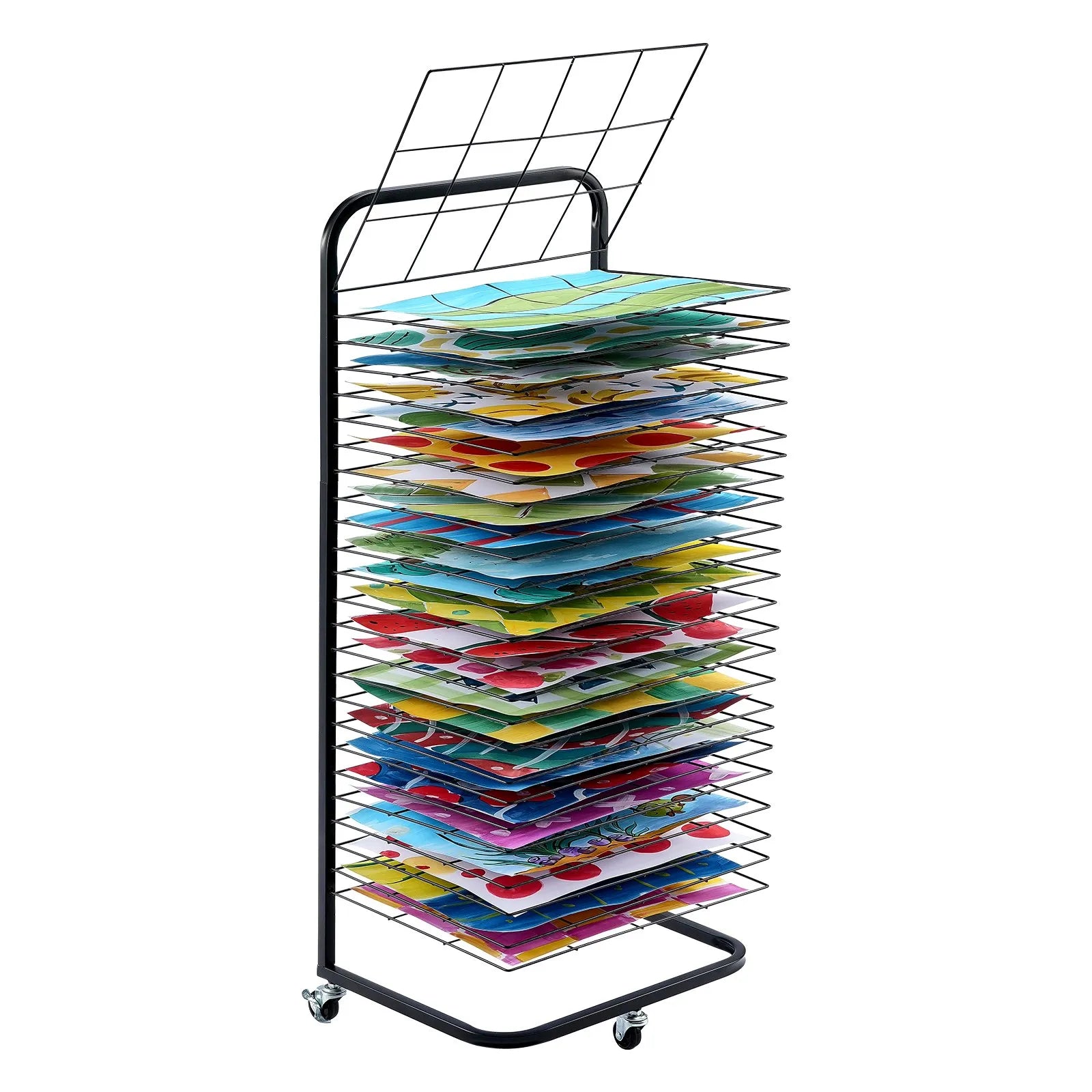 VEVOR Art Drying Rack 25 Removable Shelves Paint Drying Rack With Wheels Black