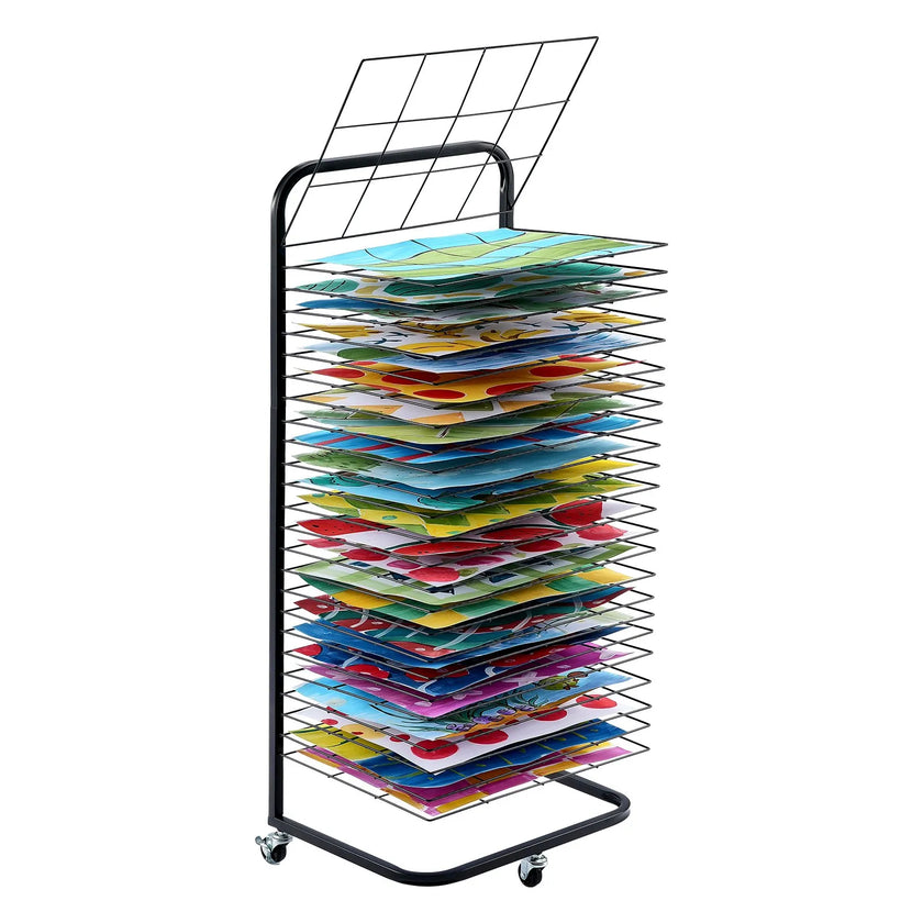 VEVOR Art Drying Rack 25 Removable Shelves Paint Drying Rack With Wheels Black