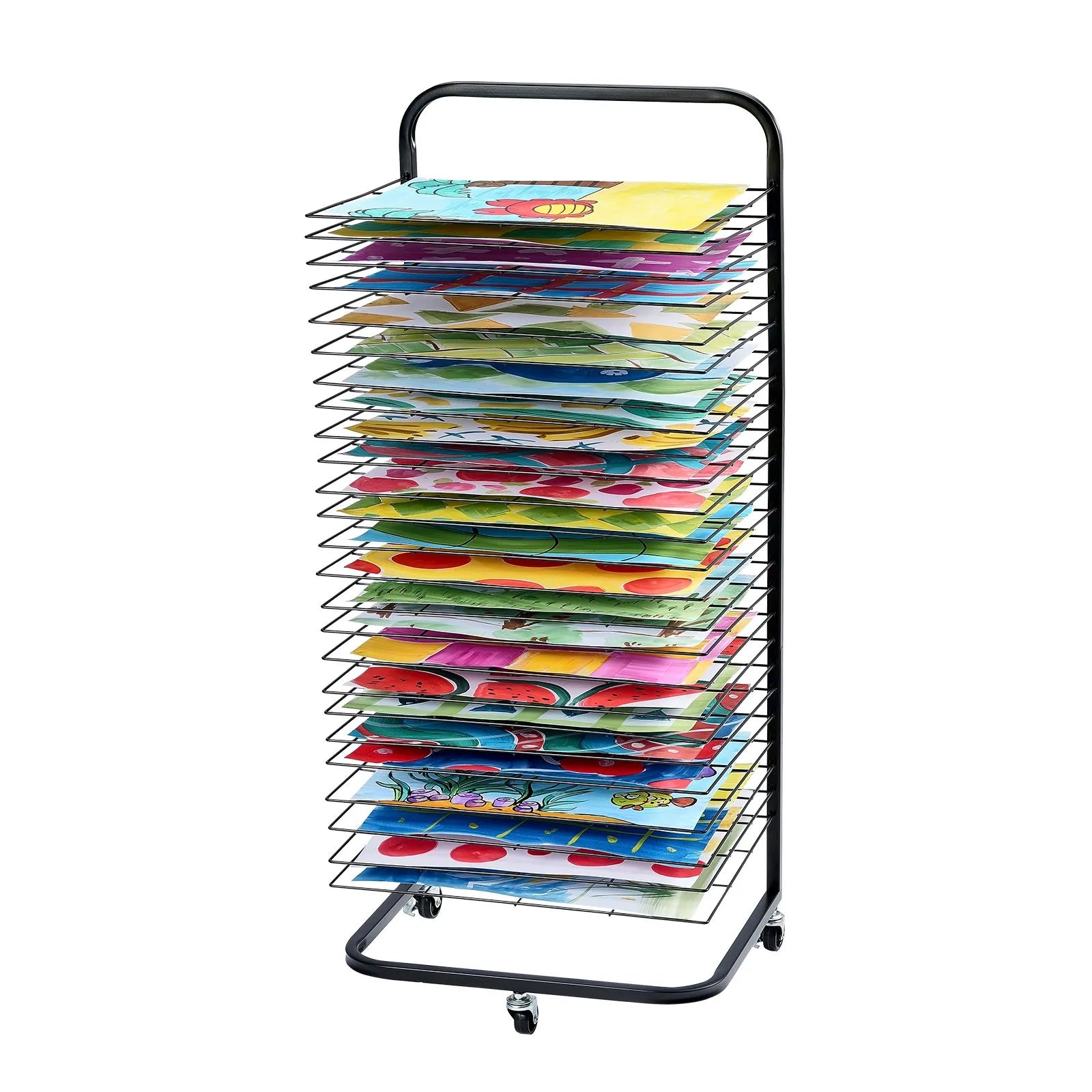 VEVOR Art Drying Rack 25 Removable Shelves Paint Drying Rack With Wheels Black