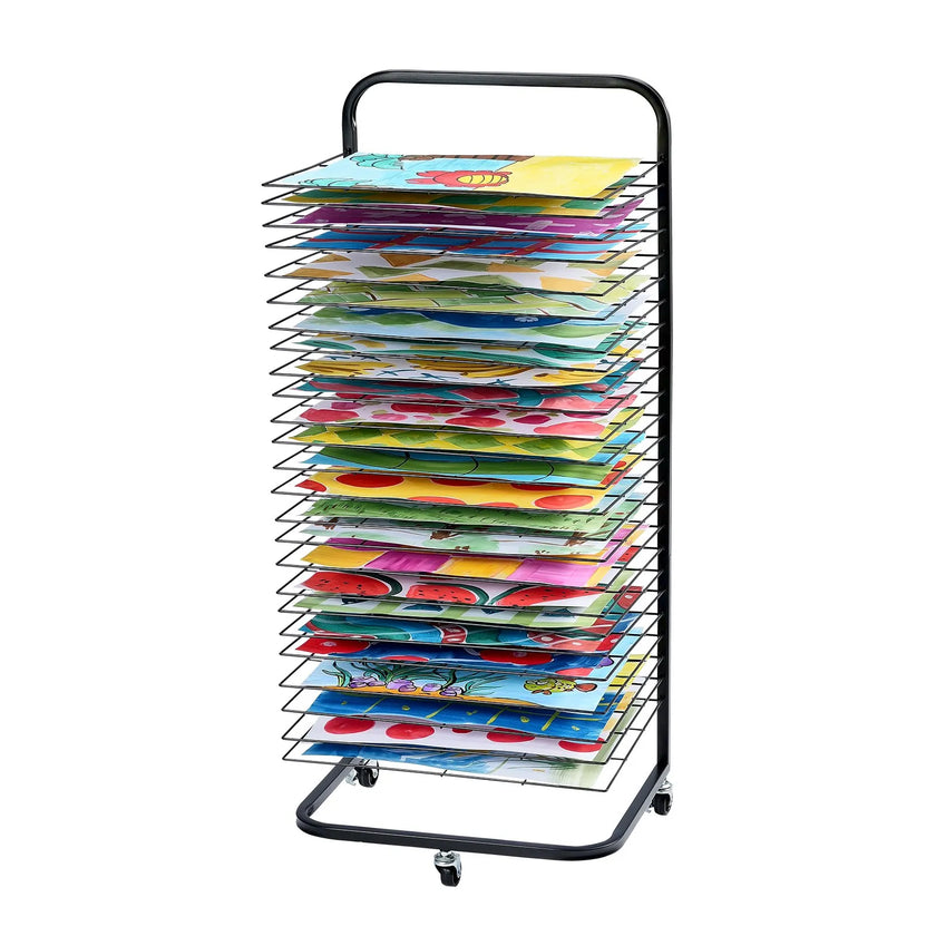VEVOR Art Drying Rack 25 Removable Shelves Paint Drying Rack With Wheels Black