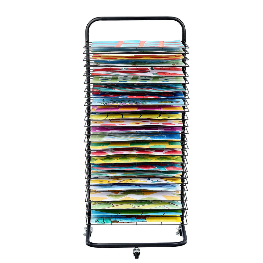 VEVOR Art Drying Rack 25 Removable Shelves Paint Drying Rack With Wheels Black