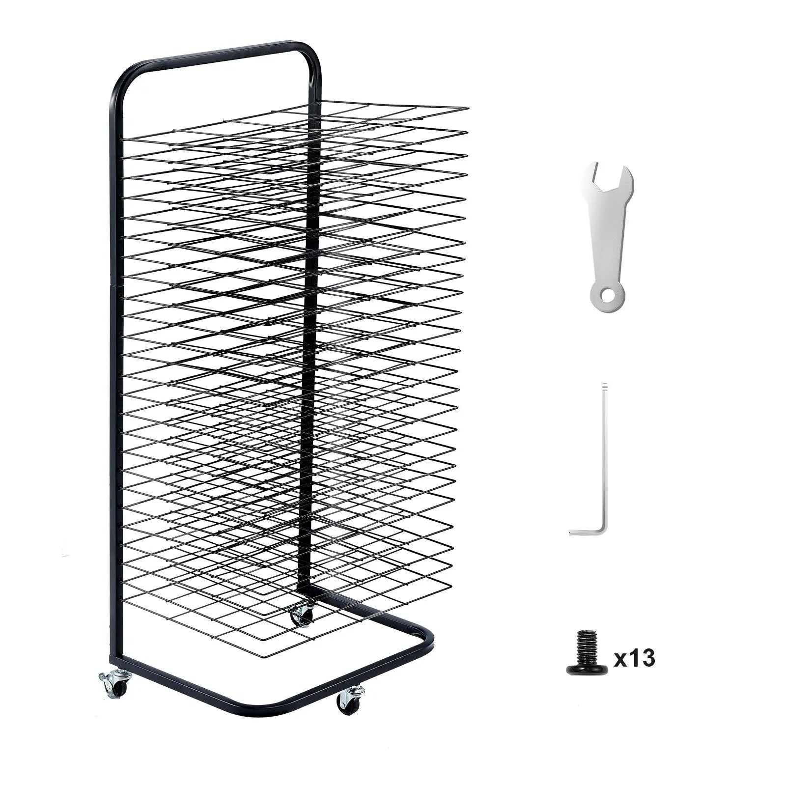 VEVOR Art Drying Rack 25 Removable Shelves Paint Drying Rack With Wheels Black