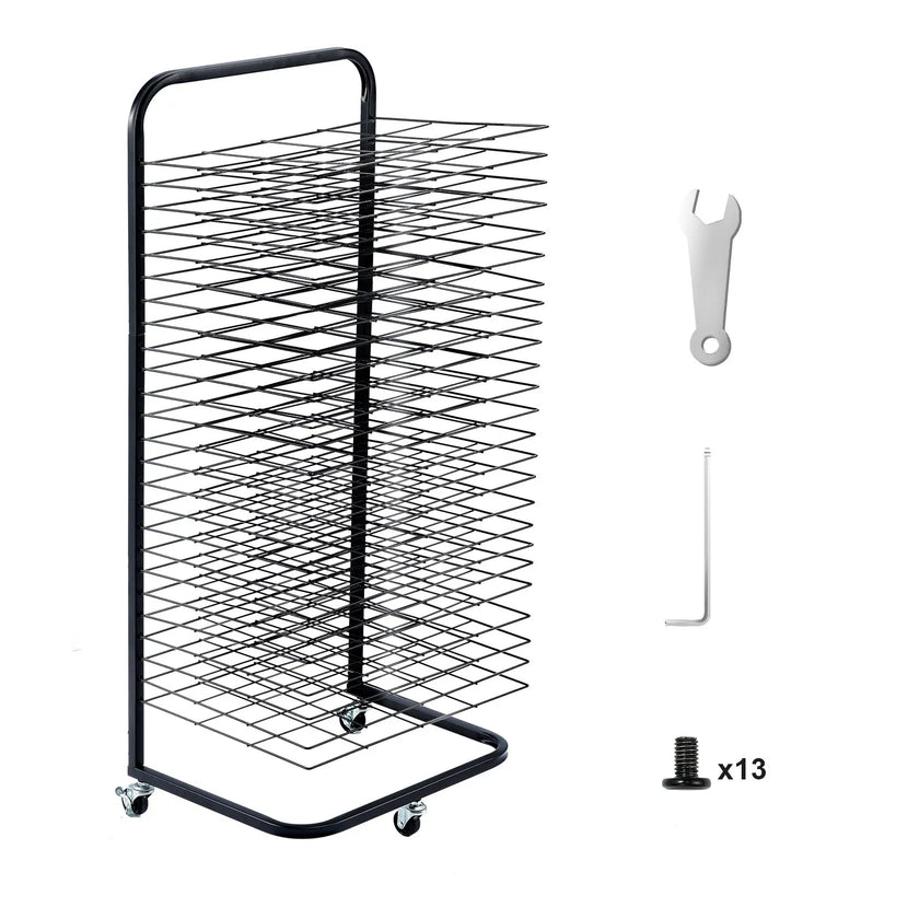 VEVOR Art Drying Rack 25 Removable Shelves Paint Drying Rack With Wheels Black