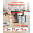 VEVOR 1.5 Gallon Stainless Steel Vacuum Chamber with Tempered Glass Lid for Resin Casting & Degassing