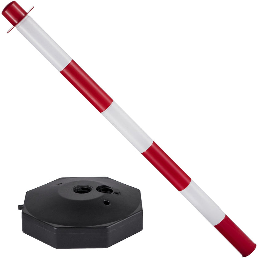 VEVOR Plastic Stanchion, 4pcs Chain Stanchion, Plastic Stanchion Kit w/ 32ft Chain 8 S-Hooks, PE Plastic White Stanchion for Warning/Crowd Control at Parking Lot, Construction Lot, Driveway Elevator