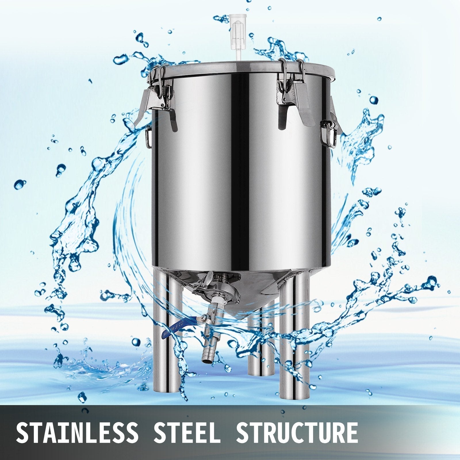 VEVOR 7 Gallon Home Brewing Chronical Fermenter Stainless Steel Brew Bucket Fermenter with Conical Base