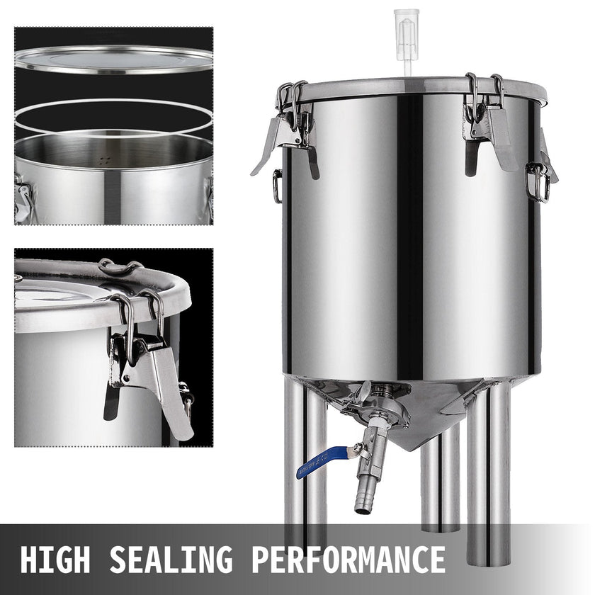 VEVOR 7 Gallon Home Brewing Chronical Fermenter Stainless Steel Brew Bucket Fermenter with Conical Base