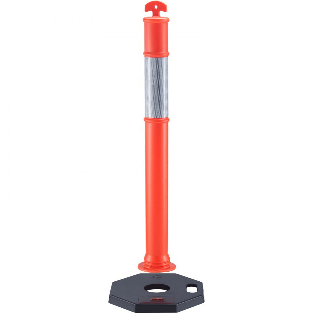 VEVOR Traffic Delineator Post Cones, 2 Pack, Traffic Safety Delineator Barrier with 16.93 x 16.93 in Rubber Base, for Traffic Control Warning Outdoor Indoor Use Parking Lot Construction Caution Roads