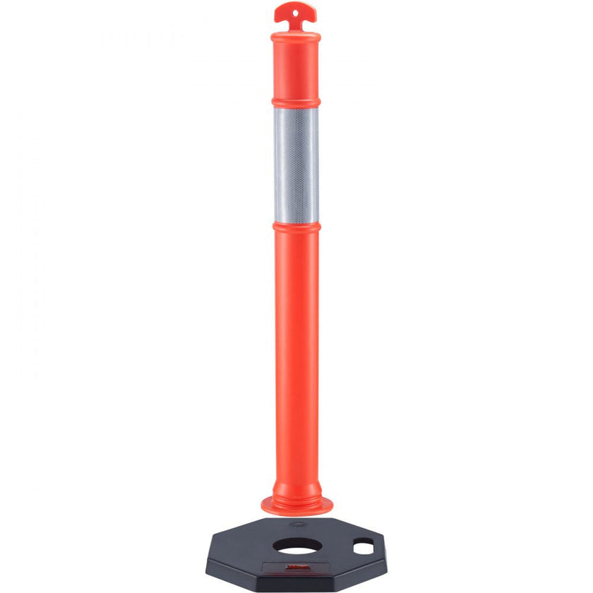 VEVOR Traffic Delineator Post Cones, 2 Pack, Traffic Safety Delineator Barrier with 16.93 x 16.93 in Rubber Base, for Traffic Control Warning Outdoor Indoor Use Parking Lot Construction Caution Roads