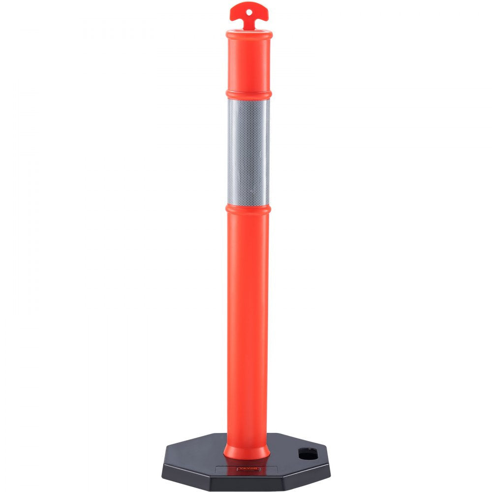 VEVOR Traffic Delineator Post Cones, 2 Pack, Traffic Safety Delineator Barrier with 16.93 x 16.93 in Rubber Base, for Traffic Control Warning Outdoor Indoor Use Parking Lot Construction Caution Roads