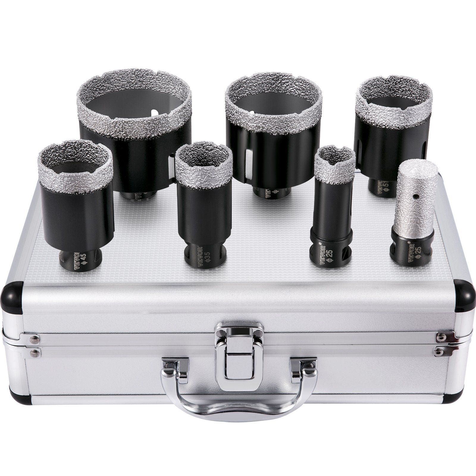 VEVOR Diamond Drill Bits 6/8/10/13/19/25/32/51 mm Diamond Hole Saw Brazed Tile 0.59in Segment Finger Bit SDS Tile Hole Saw Kit with a Blade for Tile Ceramic Porcelain Marbl 5/8\
