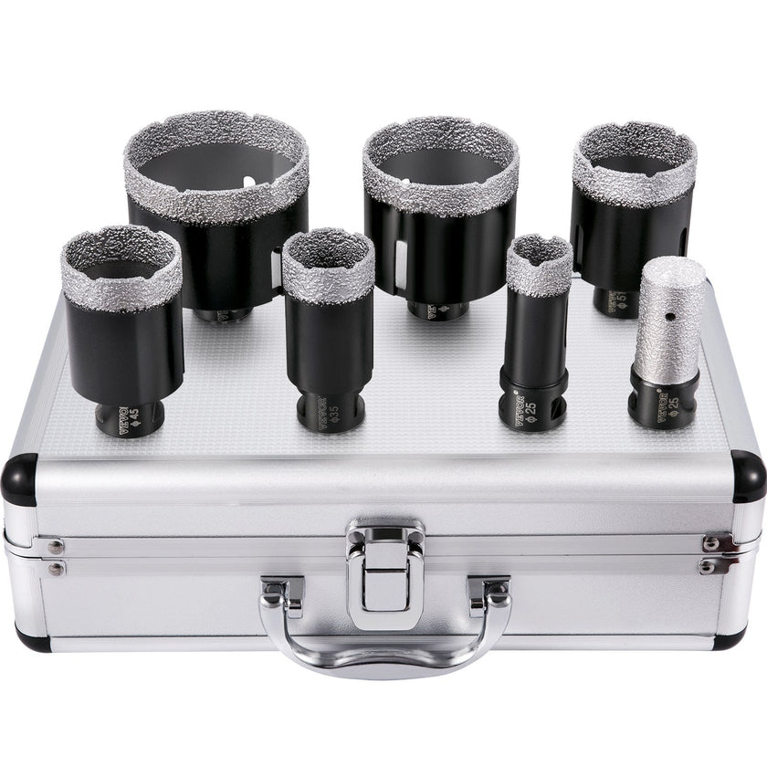 VEVOR Diamond Drill Bits 6/8/10/13/19/25/32/51 mm Diamond Hole Saw Brazed Tile 0.59in Segment Finger Bit SDS Tile Hole Saw Kit with a Blade for Tile Ceramic Porcelain Marbl 5/8\