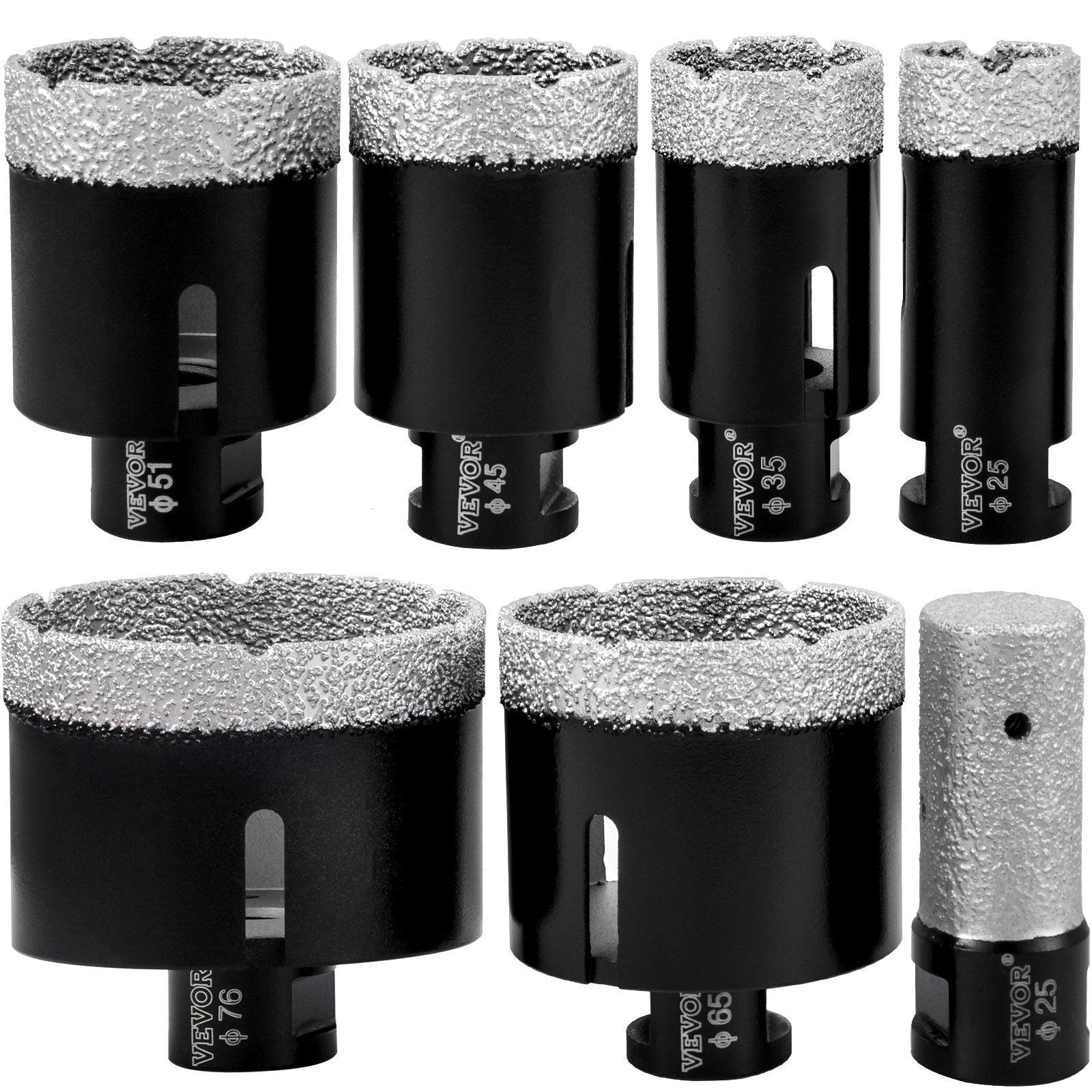 VEVOR Diamond Drill Bits 6/8/10/13/19/25/32/51 mm Diamond Hole Saw Brazed Tile 0.59in Segment Finger Bit SDS Tile Hole Saw Kit with a Blade for Tile Ceramic Porcelain Marbl 5/8\
