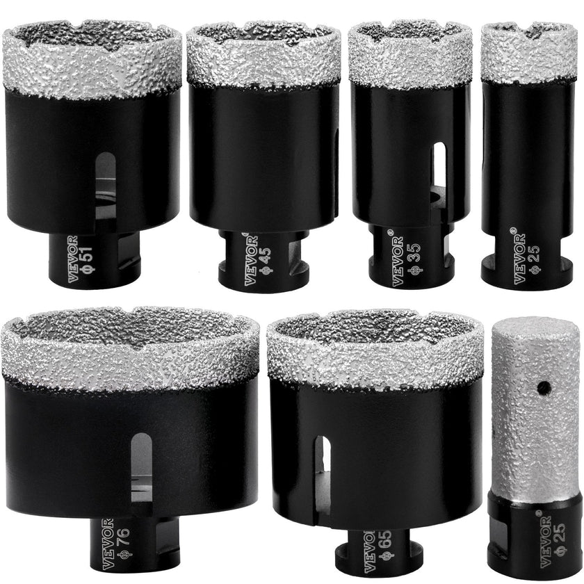VEVOR Diamond Drill Bits 6/8/10/13/19/25/32/51 mm Diamond Hole Saw Brazed Tile 0.59in Segment Finger Bit SDS Tile Hole Saw Kit with a Blade for Tile Ceramic Porcelain Marbl 5/8\