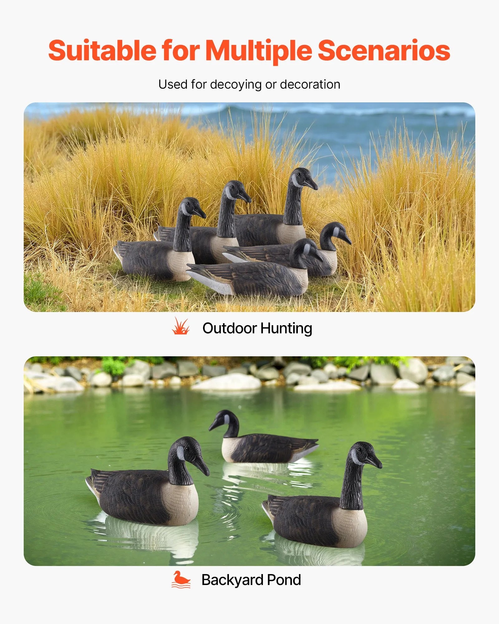 VEVOR Canada Goose Decoy Outdoor Goose Floater with Ultra Realistic Paint 6-Pack