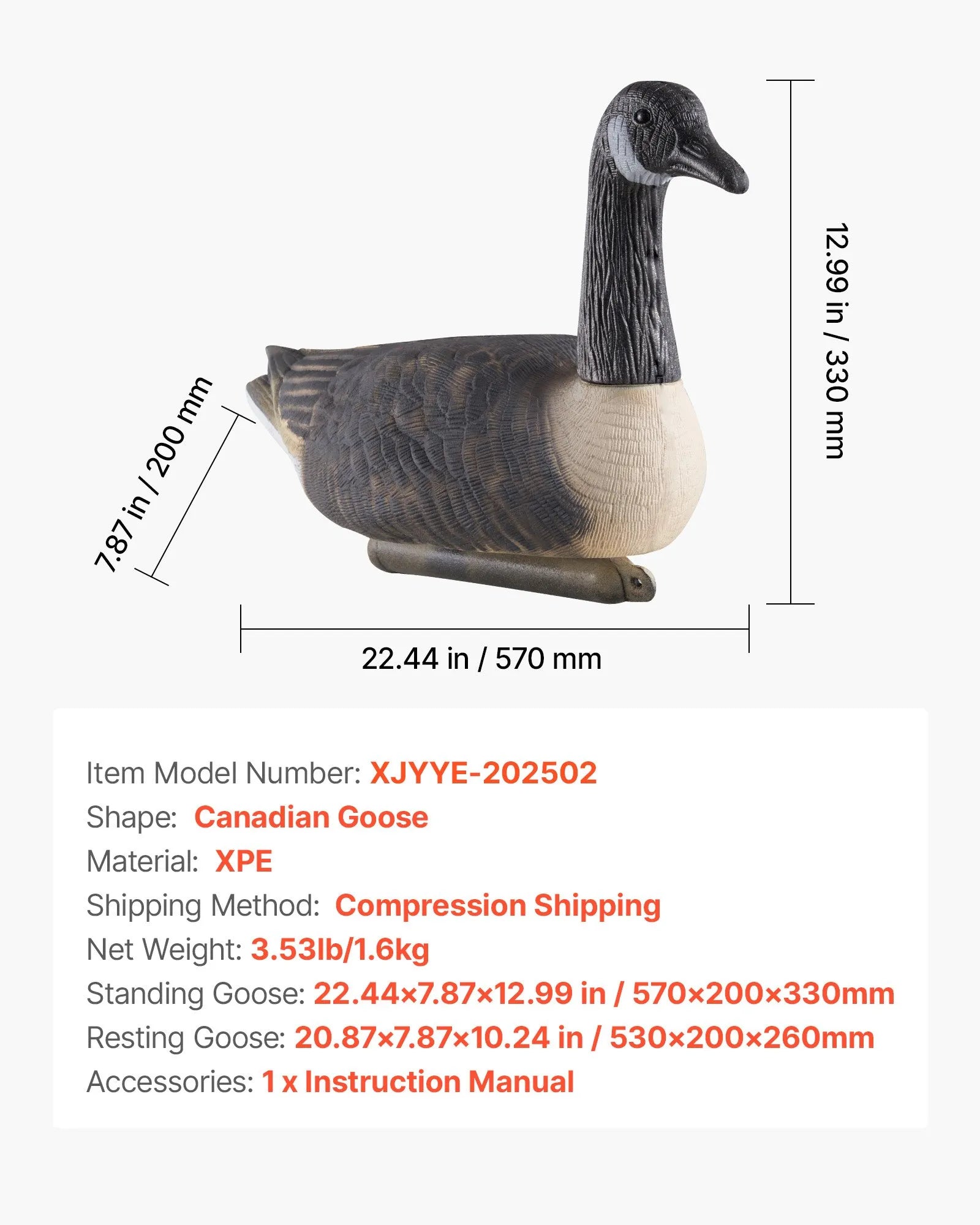 VEVOR Canada Goose Decoy Outdoor Goose Floater with Ultra Realistic Paint 6-Pack