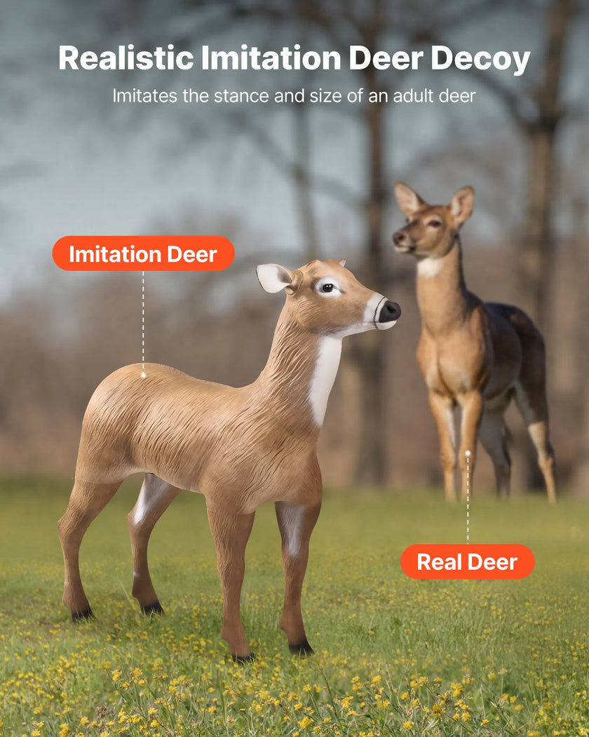 VEVOR Deer Decoy Outdoor Realistic Doe Decoys for Hunting Foldable Legs 1-Pack