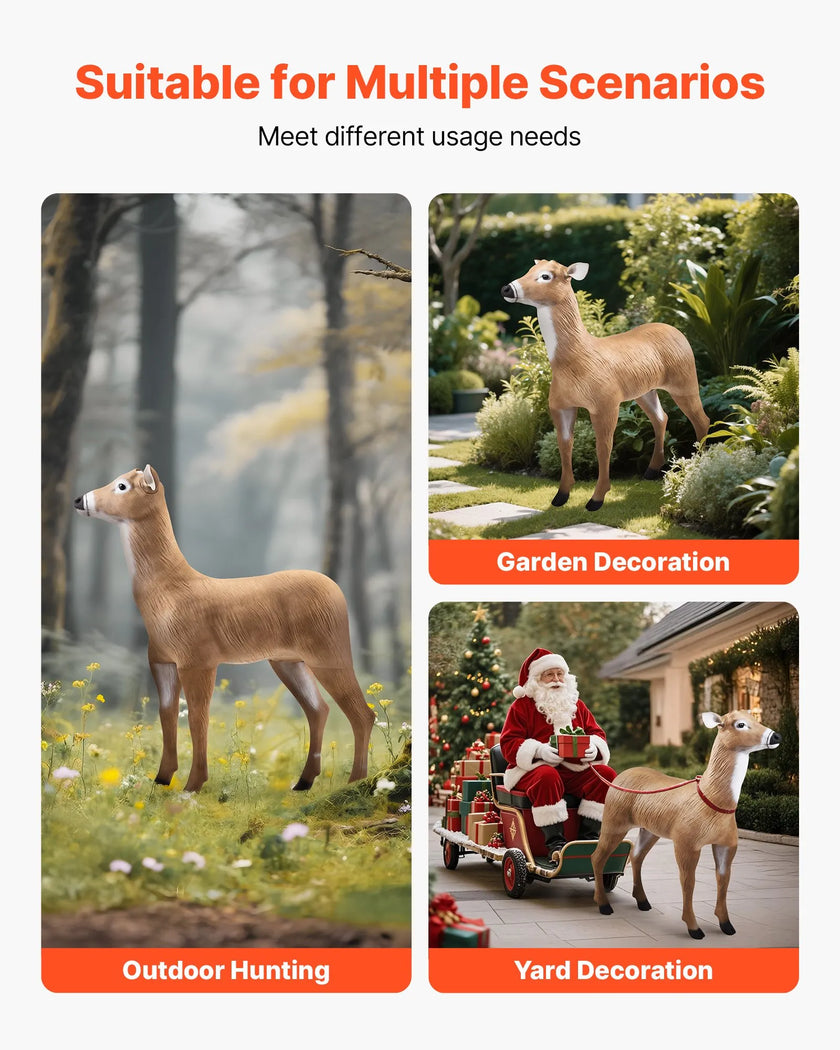 VEVOR Deer Decoy Outdoor Realistic Doe Decoys for Hunting Foldable Legs 1-Pack