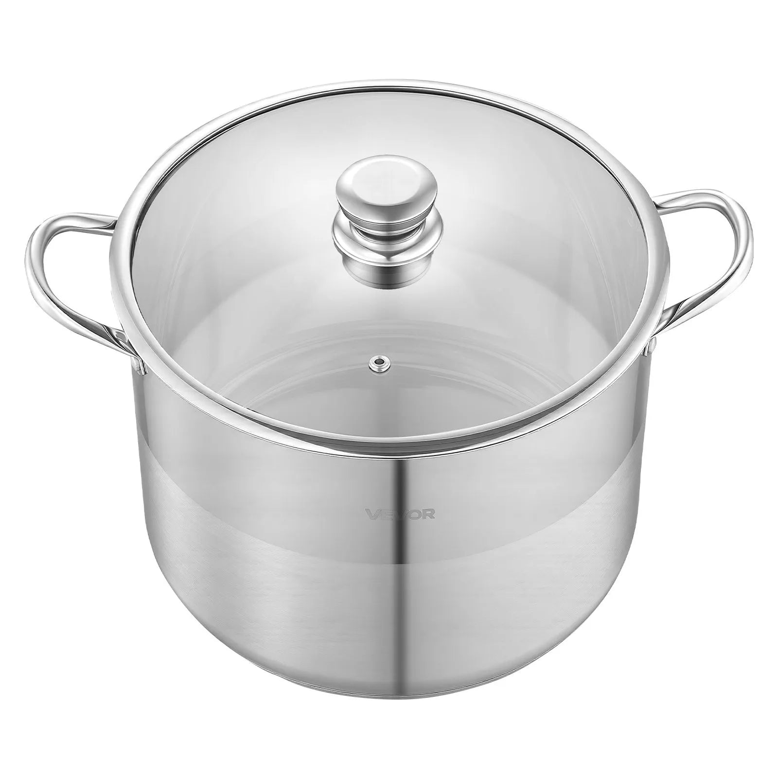 16-Quart Stainless Steel Stock Pot with Glass Lid – Induction Compatible Cooking Pot
