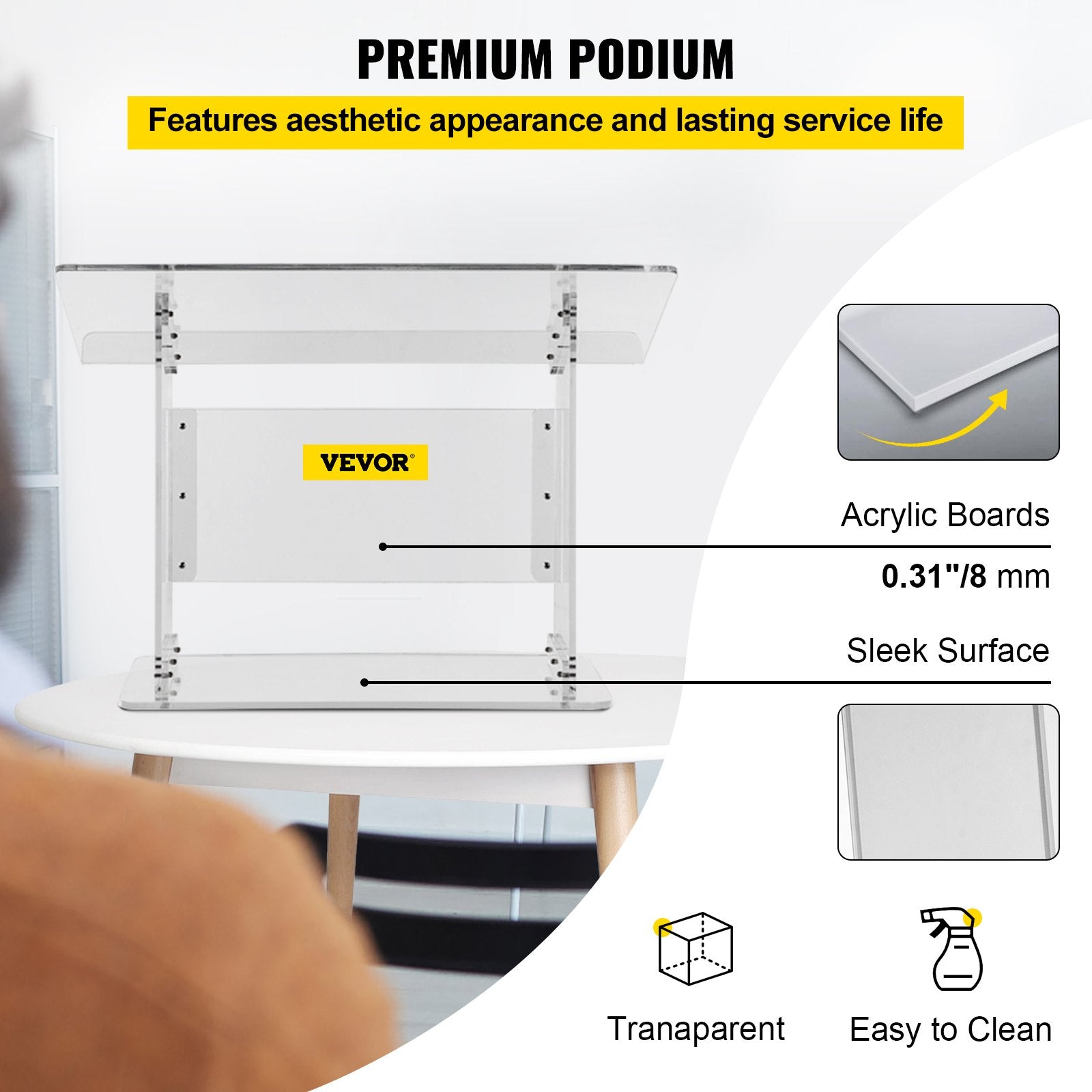 VEVOR Tabletop Acrylic Podium 19.5