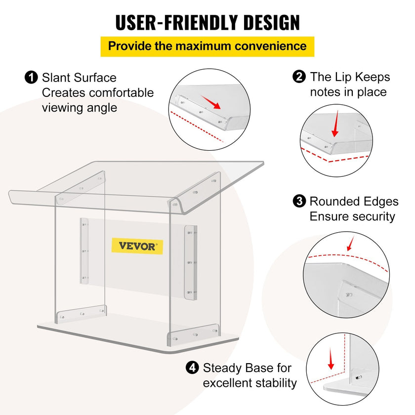 VEVOR Tabletop Acrylic Podium 19.5