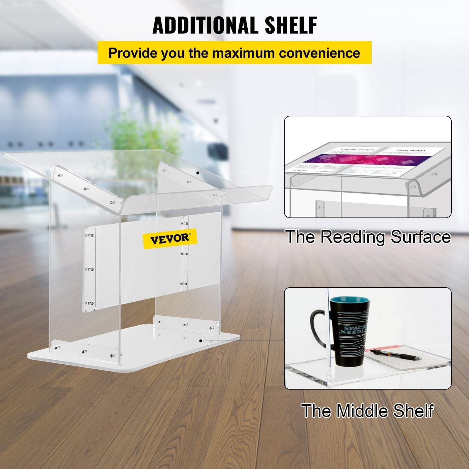 VEVOR Tabletop Acrylic Podium 19.5
