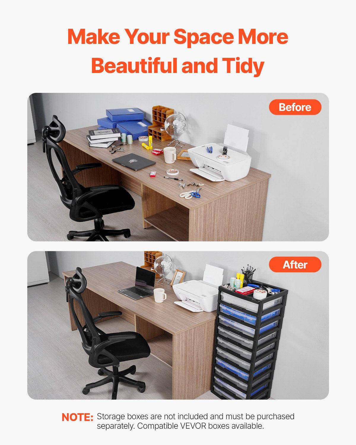 Plastic Storage Organizer 10-Tier Large Capacity with Organizer Top Black Frame