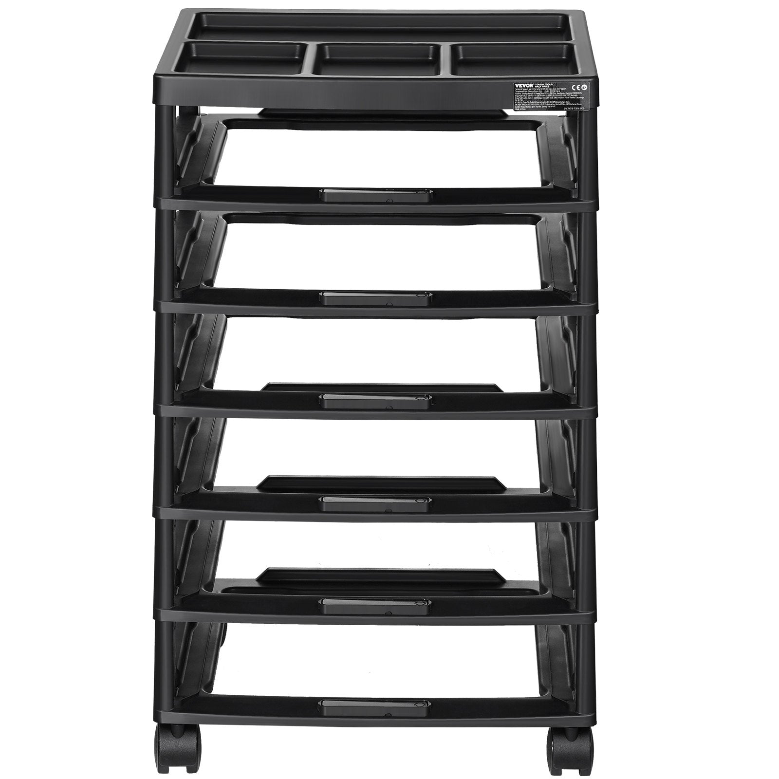 Scrapbook Rolling Storage Cart 6-Tier Large Capacity with Organizer Top Black