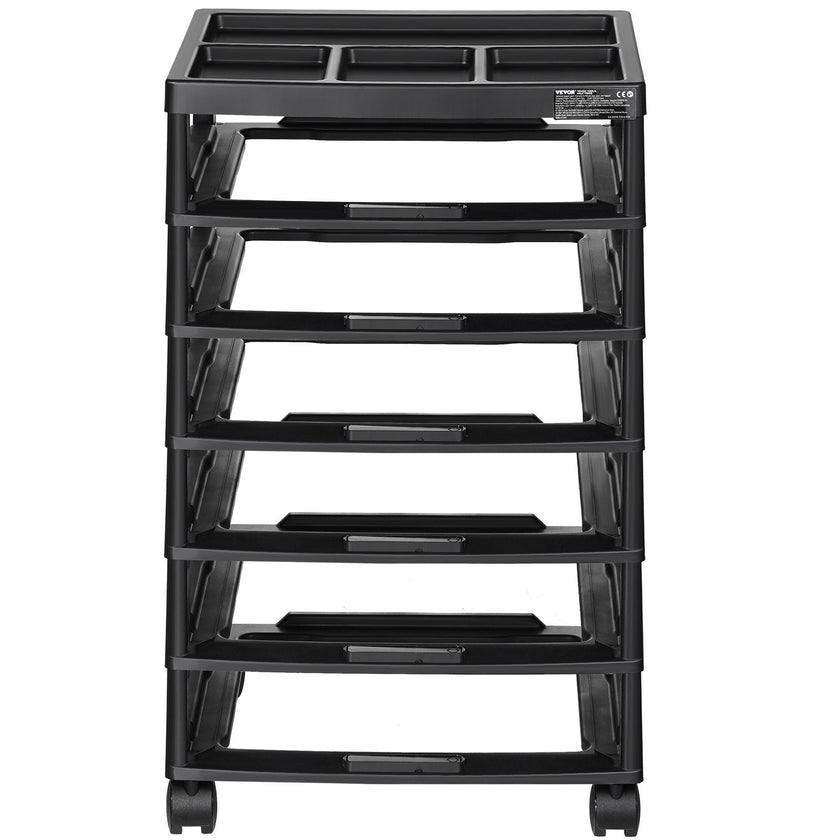 Scrapbook Rolling Storage Cart 6-Tier Large Capacity with Organizer Top Black