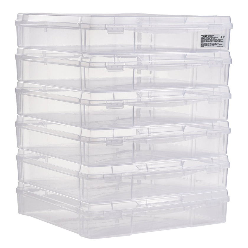 Scrapbook Paper Storage 6 Pack Stackable Plastic Board Game Boxes Clear Case