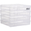 Scrapbook Paper Storage 4 Pack Stackable Plastic Board Game Boxes Clear Case