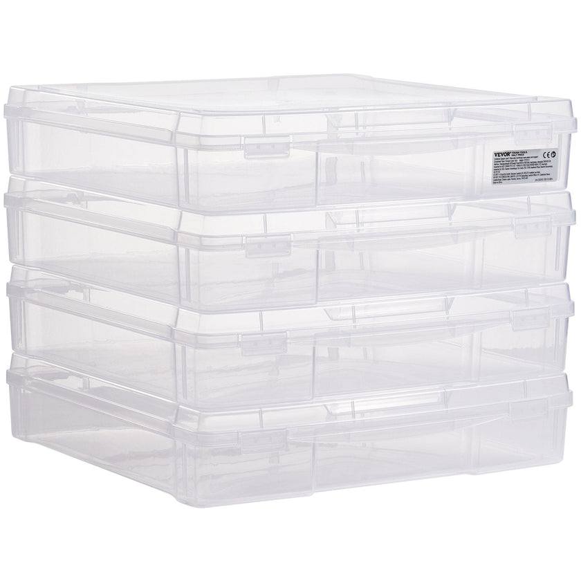 Scrapbook Paper Storage 4 Pack Stackable Plastic Board Game Boxes Clear Case