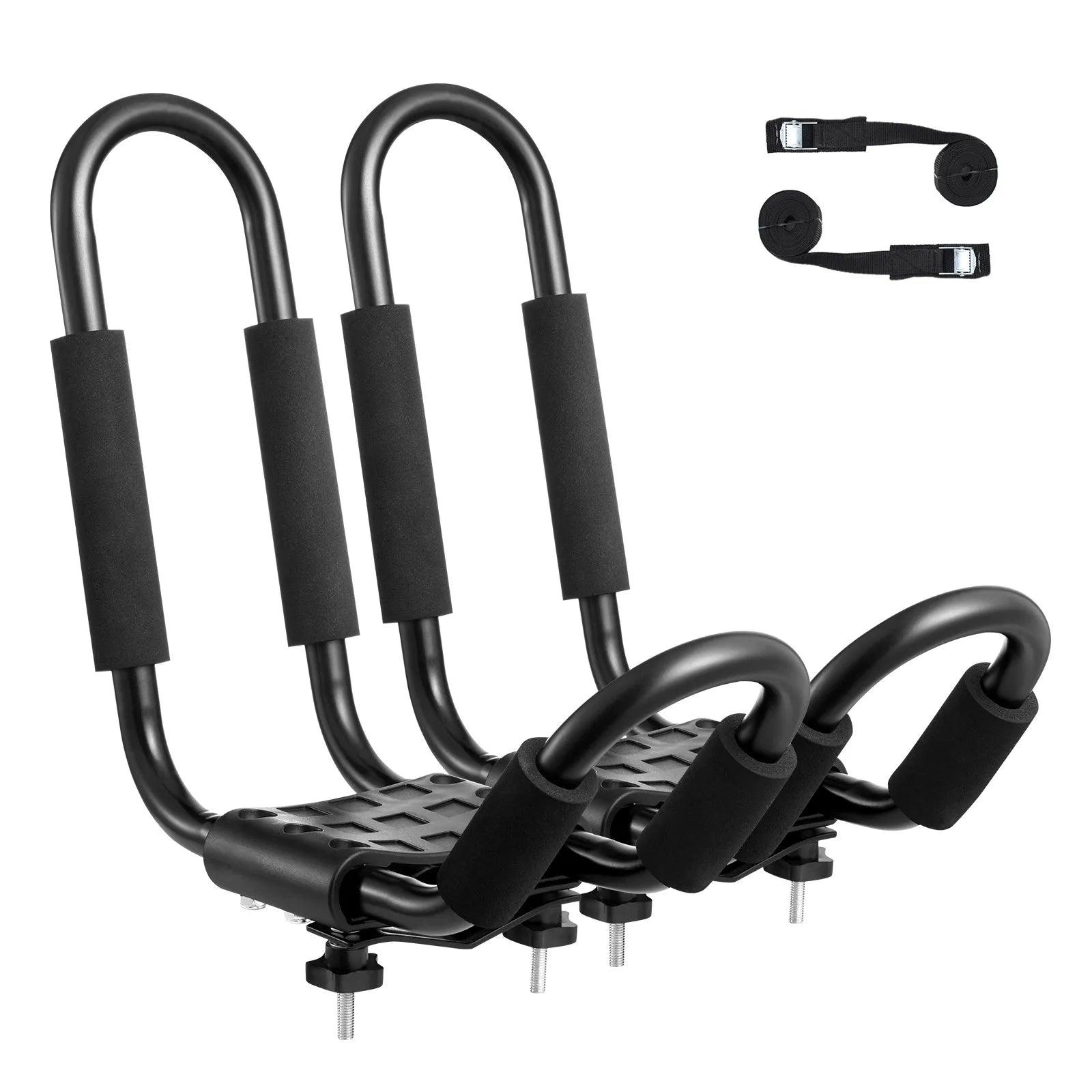 VEVOR Kayak Roof Rack 1 Pair J-Bar, Soft Roof Rack, Top Mount Tie Down, Carrier for kayak, Surf Board, Canoe, SUP, Ski Board, Mount on Car, SUV, Truck, 1 Kayak