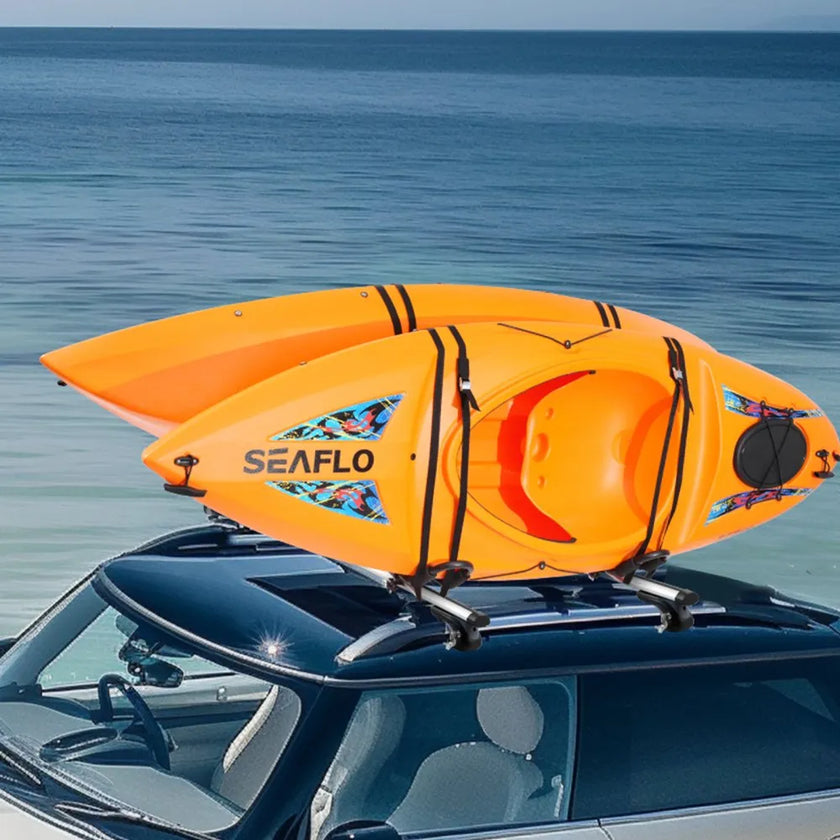 VEVOR Kayak Roof Rack 2 Pairs J-Bar, Soft Roof Rack, Top Mount Tie Down, Carrier for kayak, Surf Board, Canoe, SUP, Ski Board, Mount on Car, SUV, Truck, 2 Kayaks